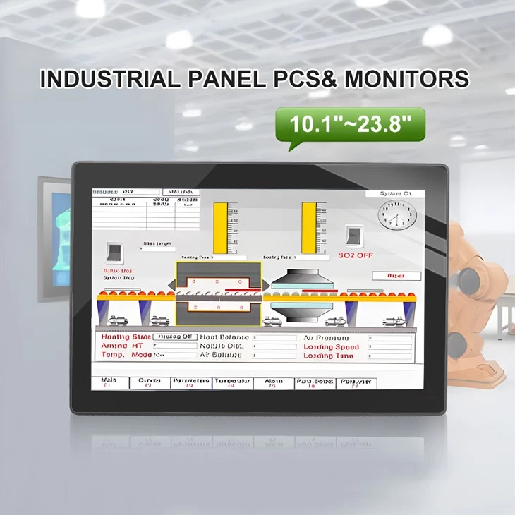 21,5" Industrial Touch Panel PC Fläktlös IP65 Front PCAP 10-Point Touch Windows/Linux